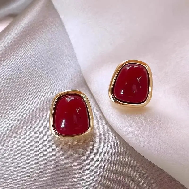 Burgundy Stud Earrings