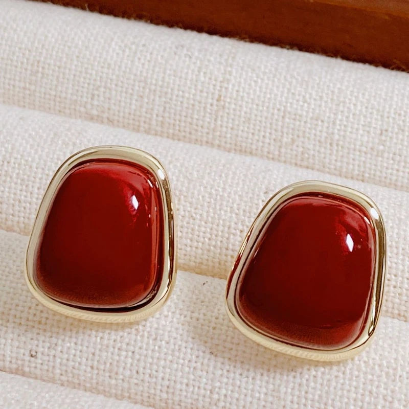 Burgundy Stud Earrings