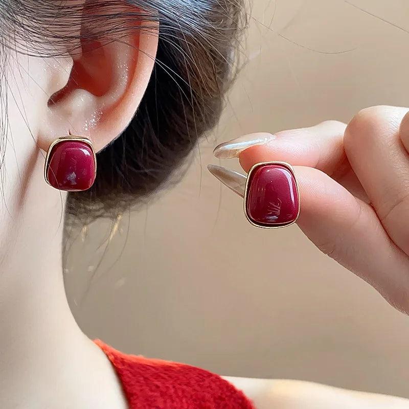 Burgundy Stud Earrings