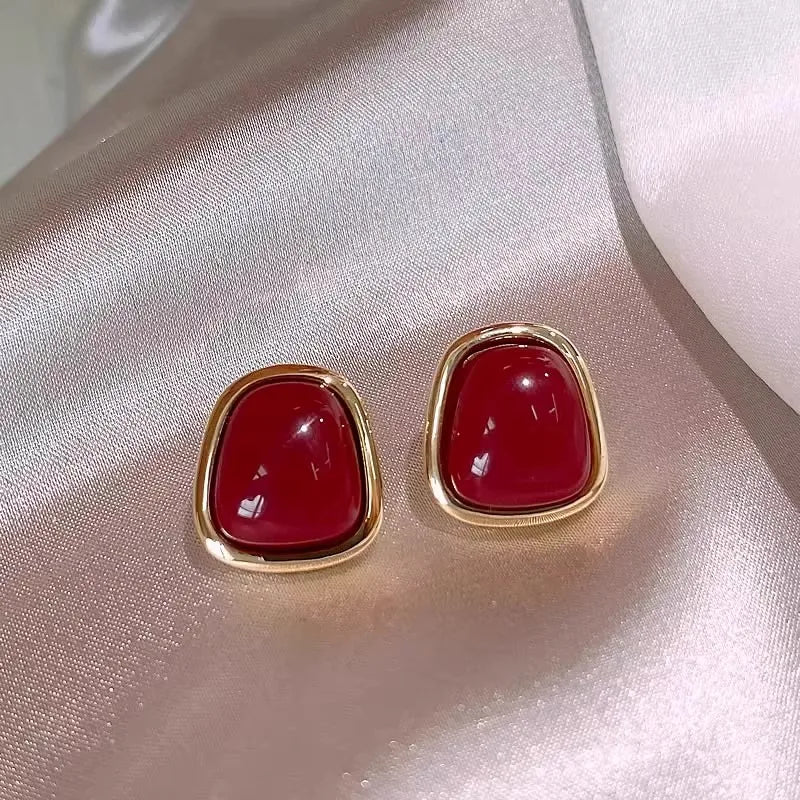 Burgundy Stud Earrings