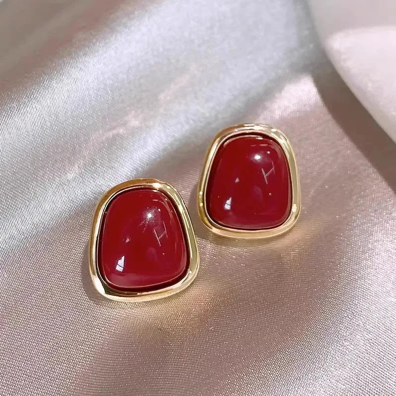 Burgundy Stud Earrings
